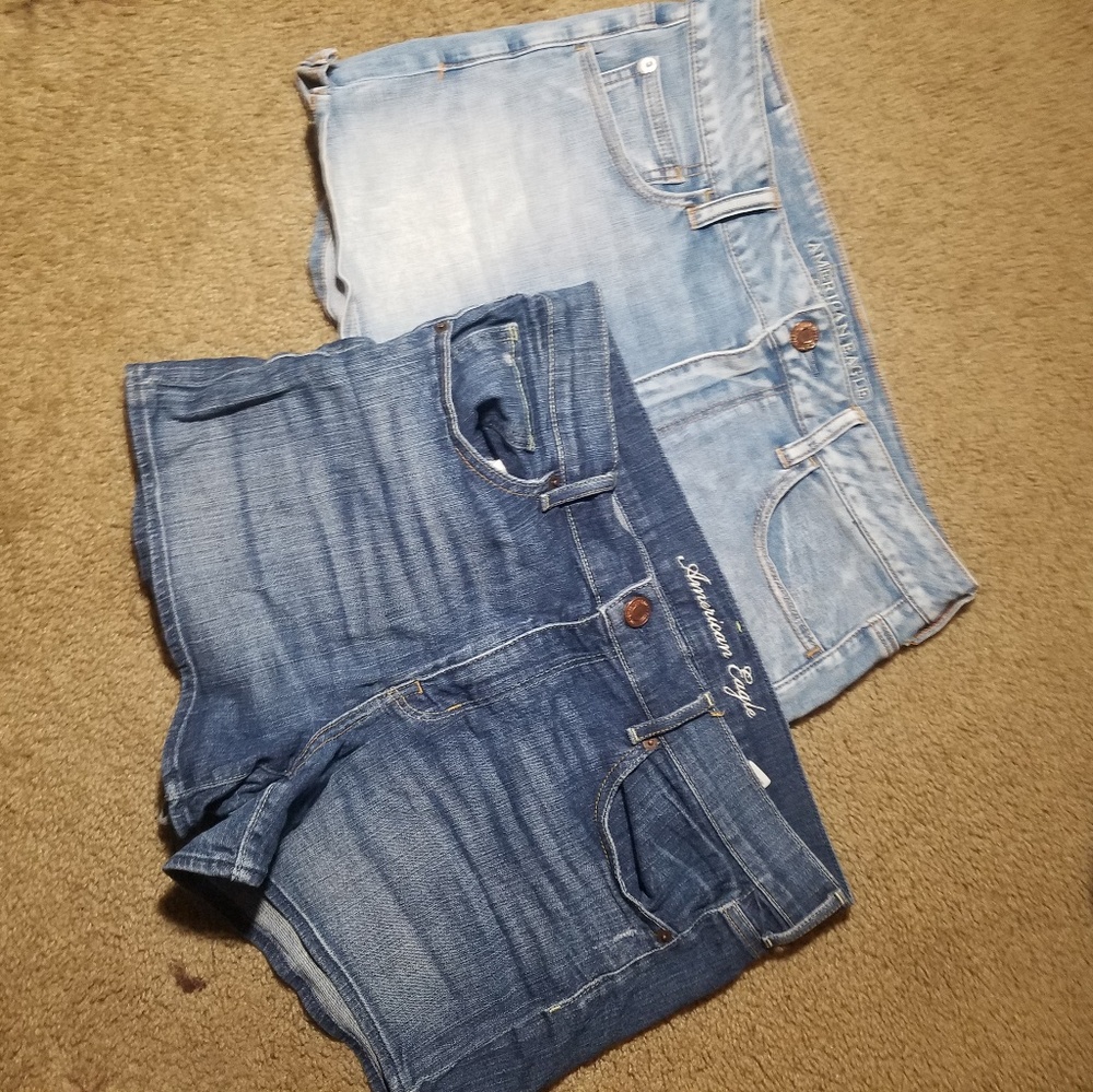 2 pairs of american eagle high rise shorts